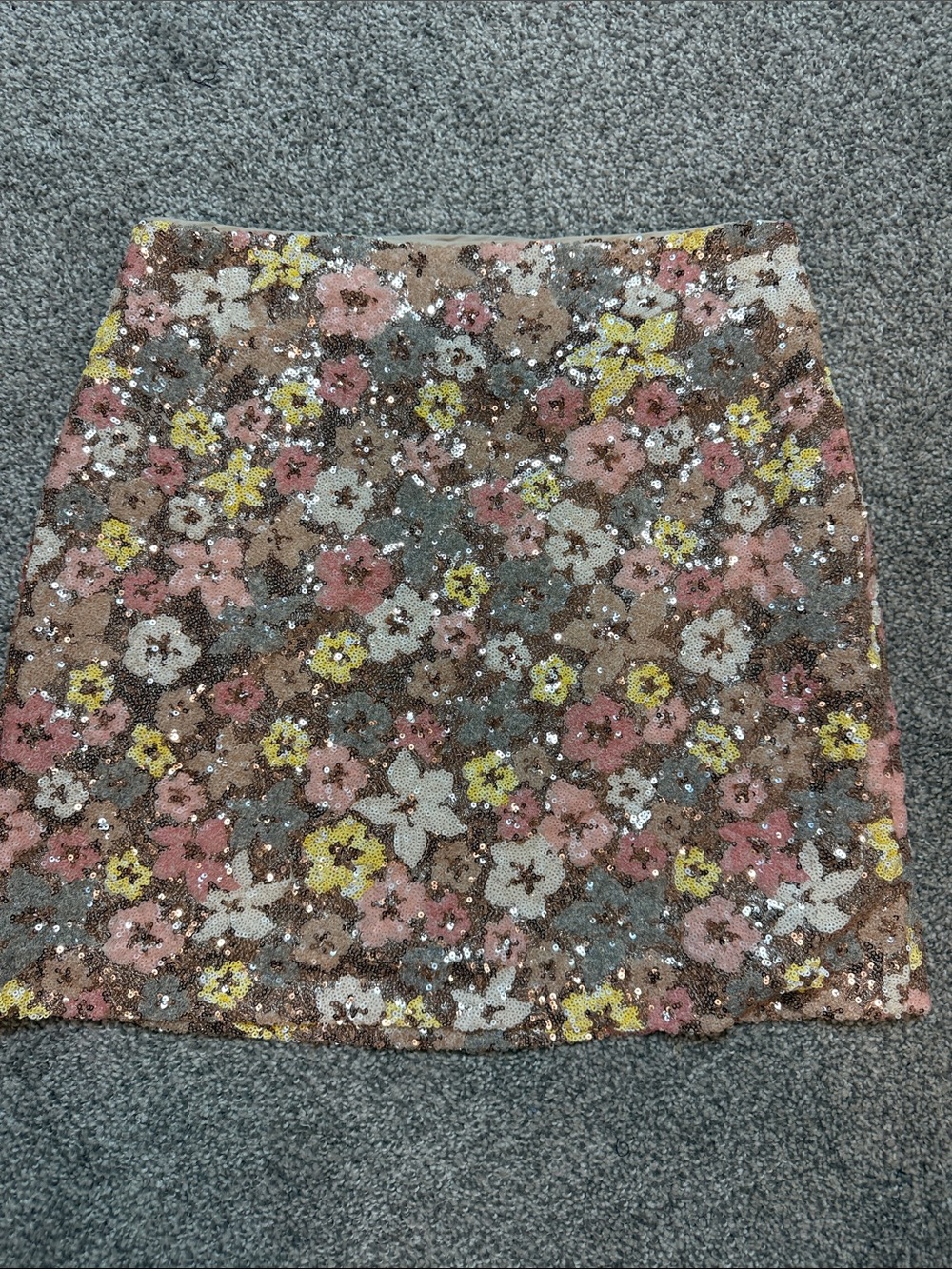 LOFT Floral Sequin Mini Skirt - Pink, Yellow, Cream, Brown